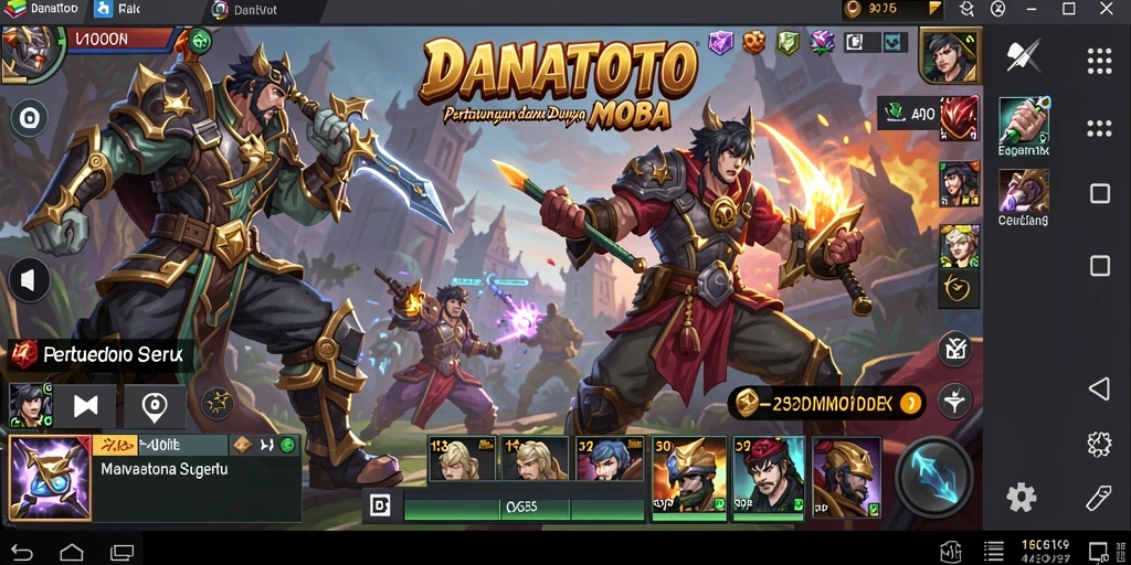 Tampilan aksi seru dalam game MOBA DANATOTO.