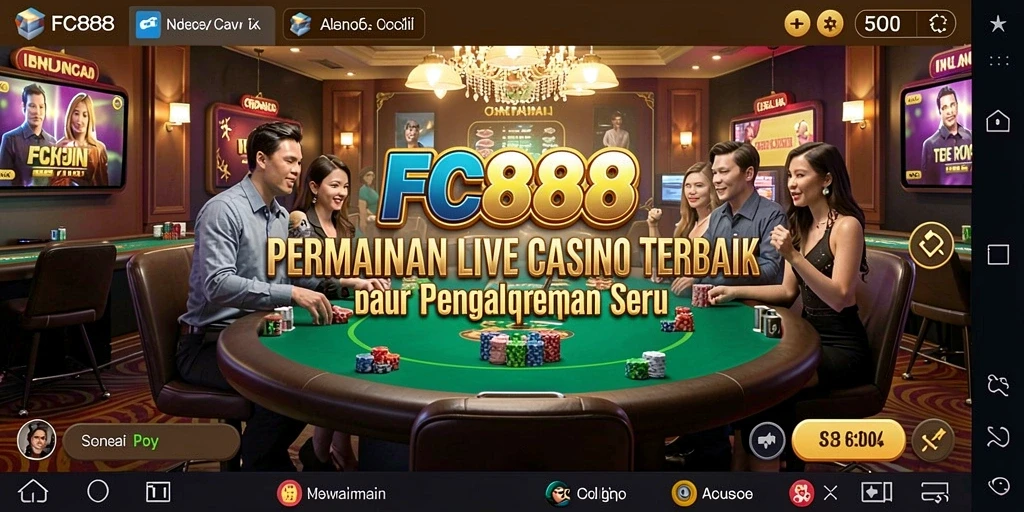 Tampilan gameplay FC888 menampilkan dealer profesional dan permainan yang seru.
