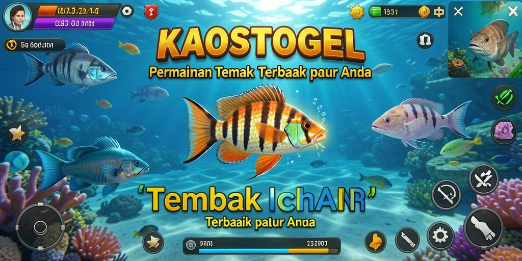 Screenshot gameplay KAOSTOGEL yang menampilkan aksi menembak ikan.