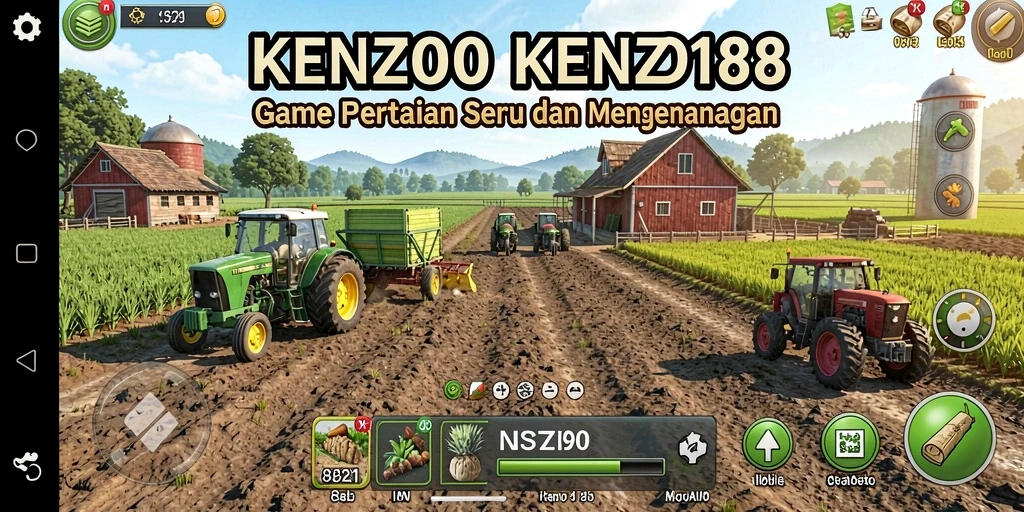 Screenshot gameplay <strong>KENZO188</strong> menampilkan keindahan ladang pertanian yang subur.