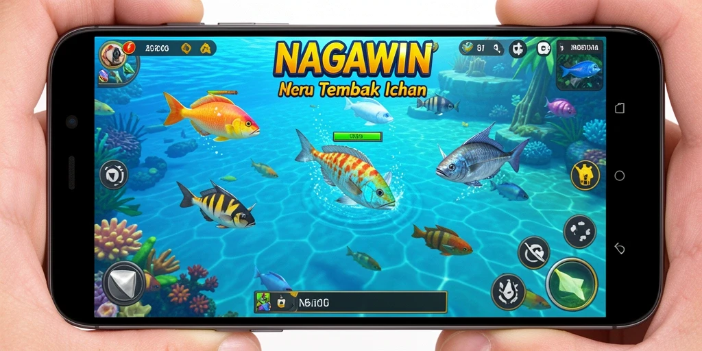 Screenshot gameplay NAGAWIN dengan aksi Tembak Ikan yang seru.