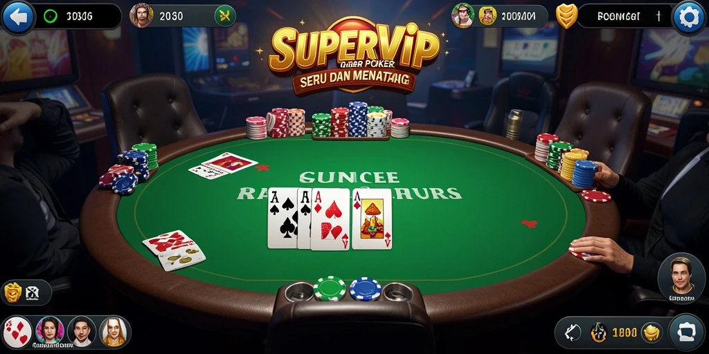 Screenshot SUPERVIP menampilkan aksi seru permainan Poker.